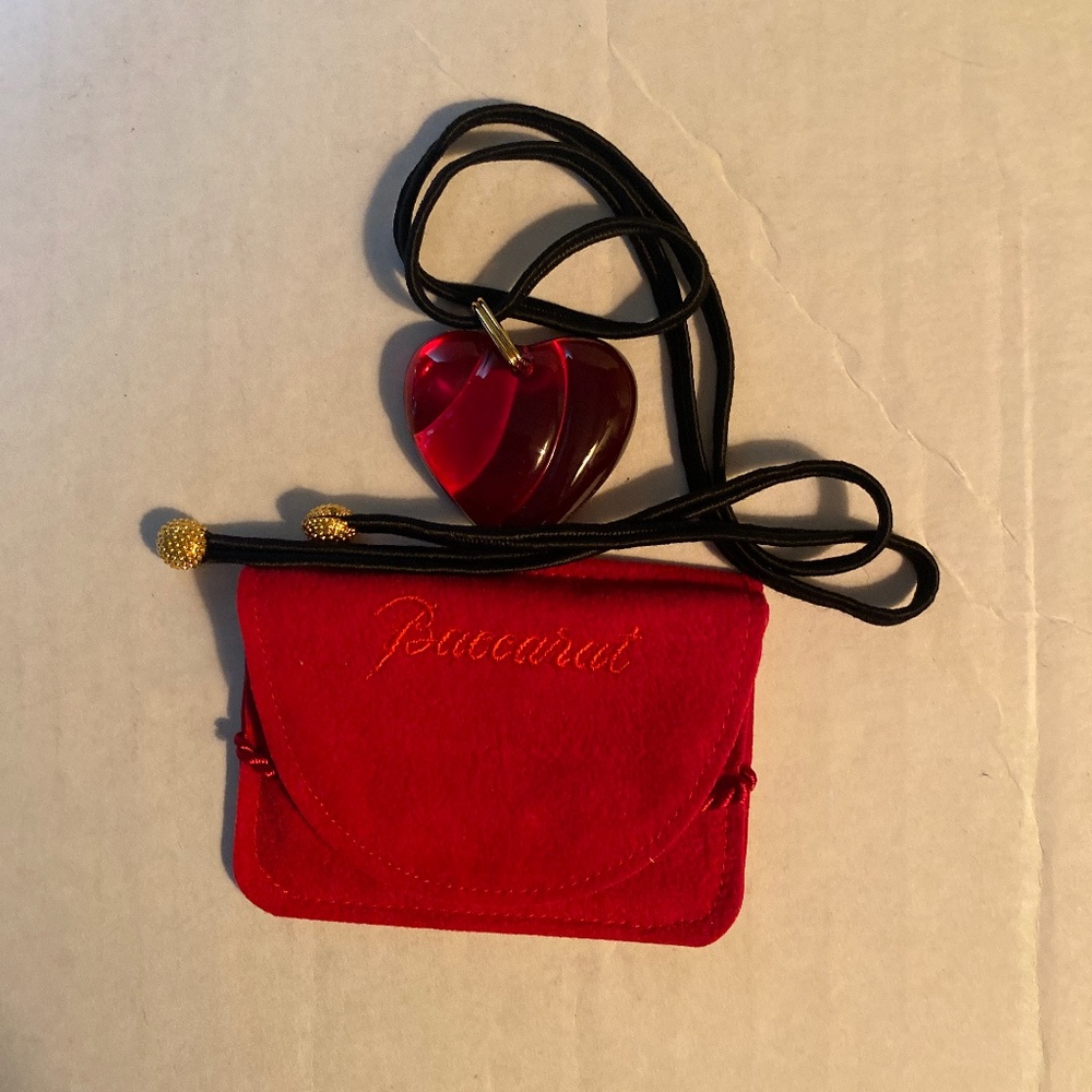 NWT Baccarat red crystal heart necklace